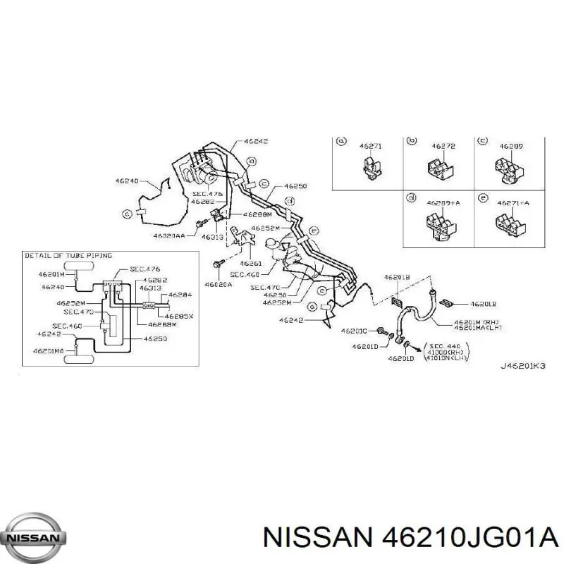 Шланг тормозной передний правый Nissan 46210JG01A