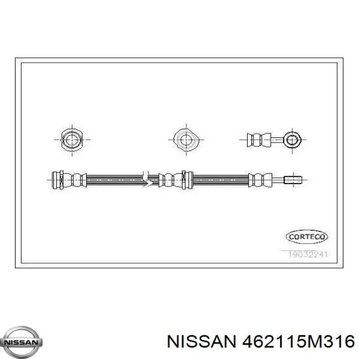 462115M316 Nissan шланг тормозной задний левый