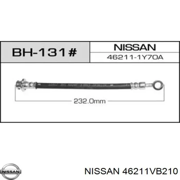 46211VB210 Nissan шланг тормозной задний левый
