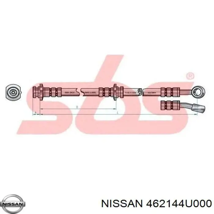 Шланг тормозной задний, правый Nissan/Infiniti 462144U000 цена, от 7.42 USD