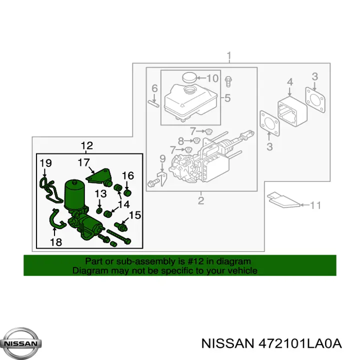 472101LA0A Nissan/Infiniti Усилитель тормоза вакуумный