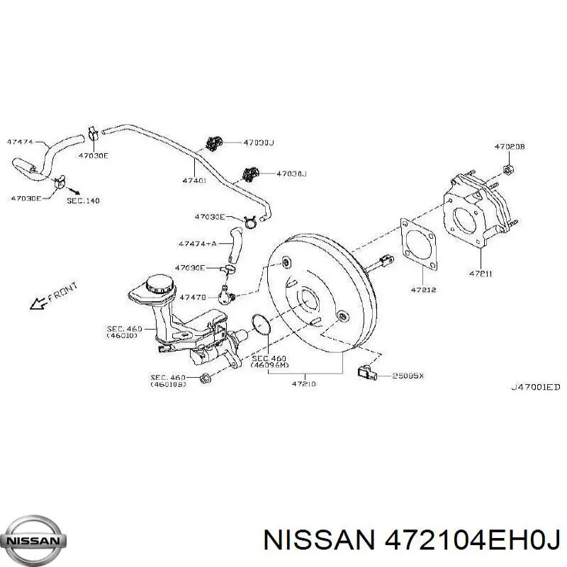 472104EH0J Nissan усилитель тормозов вакуумный