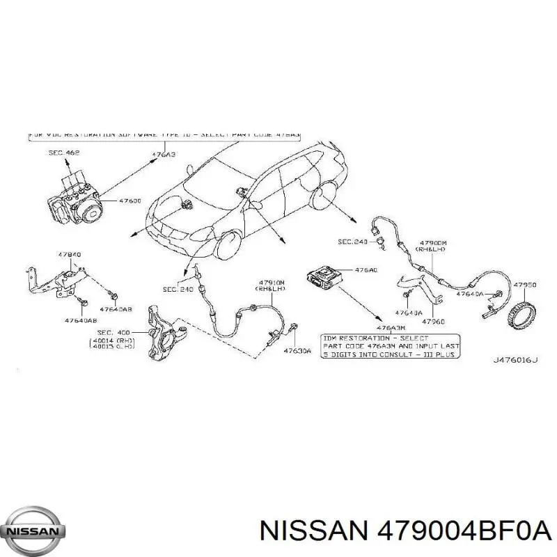 Датчик АБС (ABS) задний 479004BF0A Nissan