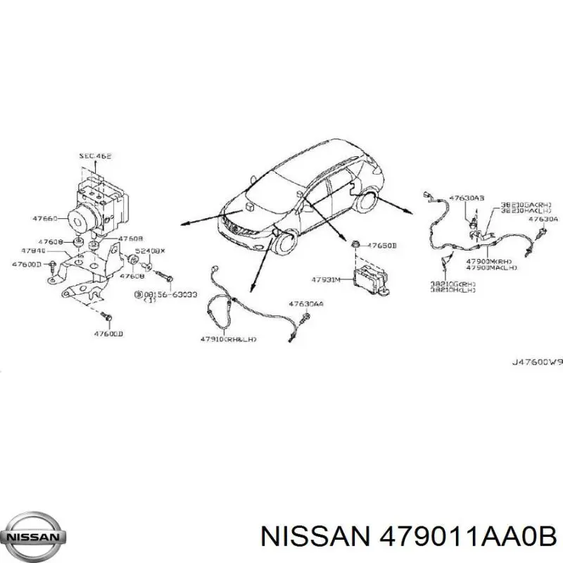 Датчик АБС (ABS) задний левый Nissan 479011AA0B