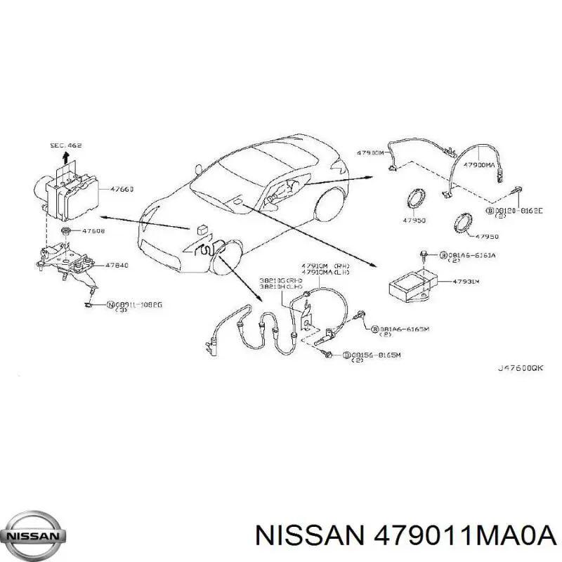 Датчик АБС (ABS) задний левый Nissan 479011MA0A