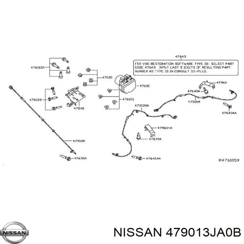 Купить 479013JA0B Nissan/Infiniti Датчик АБС задний левый