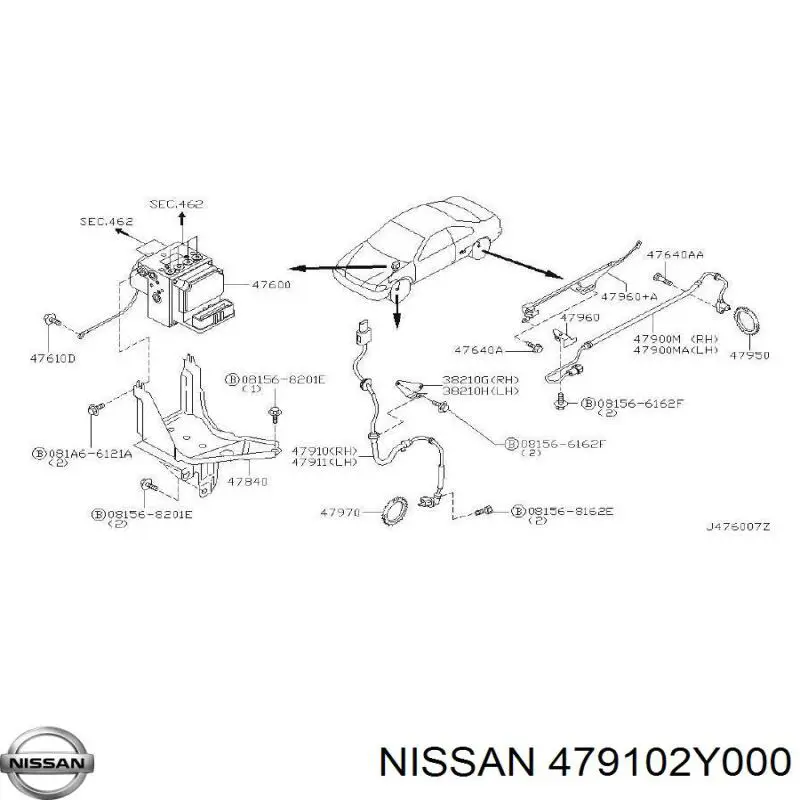 Датчик АБС (ABS) передний правый Nissan 479102Y000