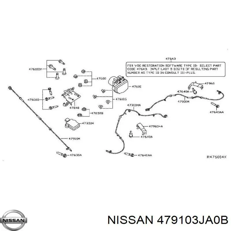 479103JA0A Nissan провод датчика абс передний