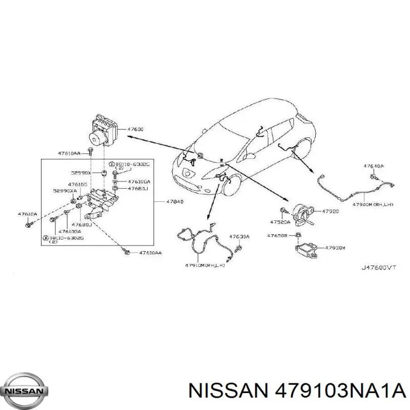 479103NA2A Nissan датчик абс (abs передний)