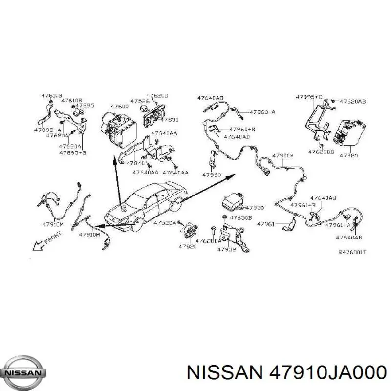 Передний датчик АБС Nissan/Infiniti 47910JA000 цена, от 38.09 USD