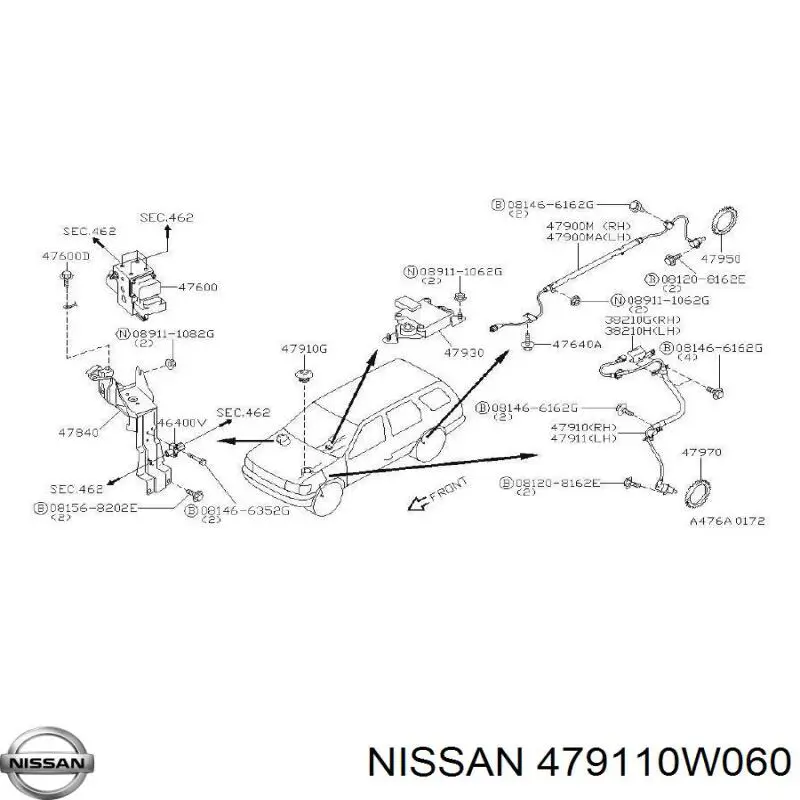 Датчик АБС (ABS) передний левый HCANS134 NTY