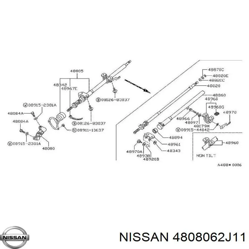 4808064J61 Nissan кардан вала рулевой колонки нижний