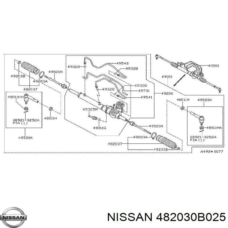 Пыльник рулевой рейки 482030B025 Nissan