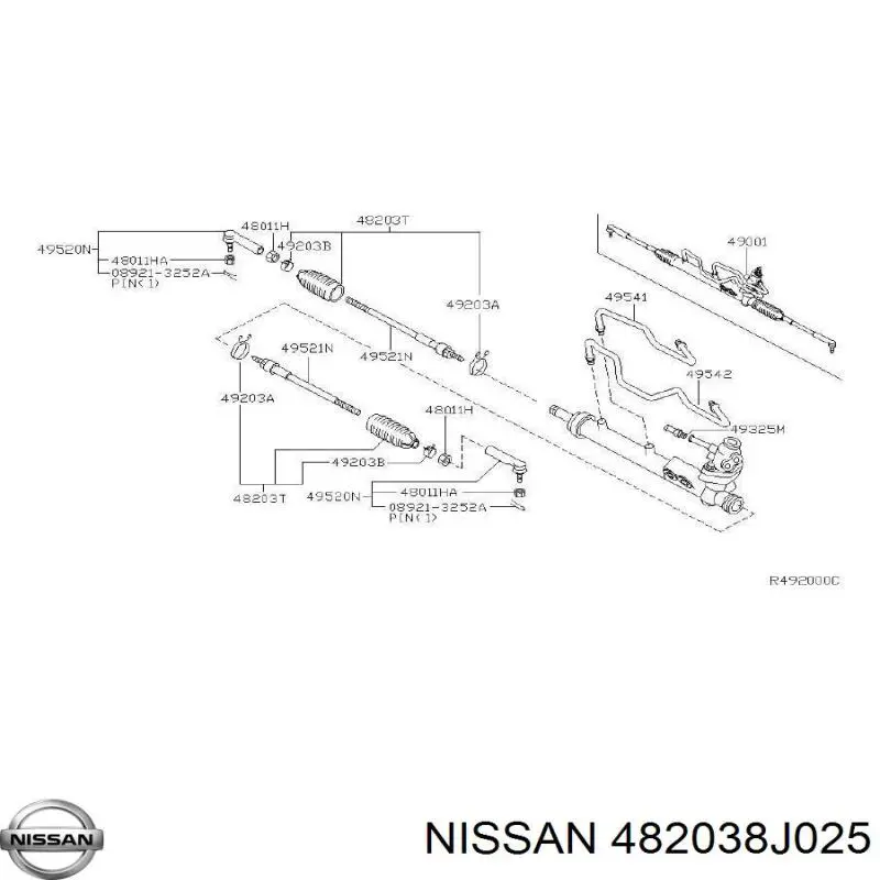 482038J025 Nissan/Infiniti Чехол рулевой рейки правый