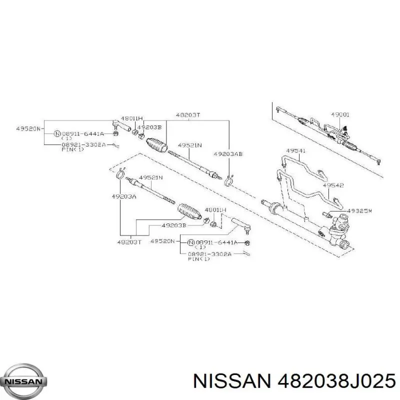 Купить 482038J025 Nissan/Infiniti Пыльник рулевого механизма (рейки) левый