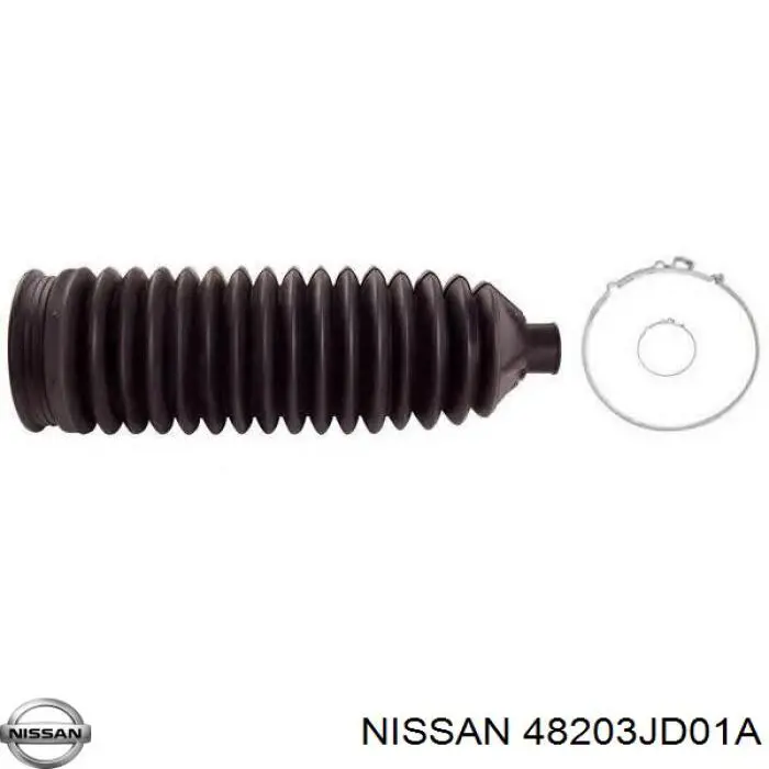 48203JD01A Nissan bota de proteção do mecanismo de direção (de cremalheira)
