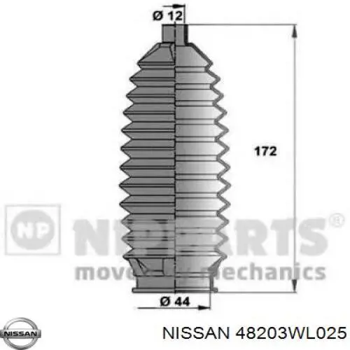 48203WL025 Nissan пыльник рулевой рейки