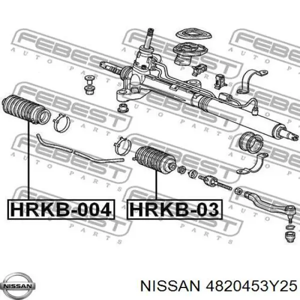 4820453Y25 Nissan пыльник рулевого механизма (рейки левый)