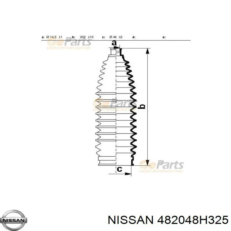 482048H325 Nissan пыльник рулевого механизма (рейки левый)