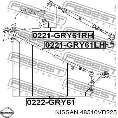 D8510VS42A Nissan tração de direção central traseira