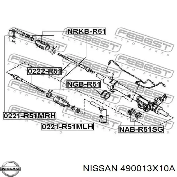 Реечный рулевой механизм Nissan/Infiniti 490013X10A цена, от 253.39 USD
