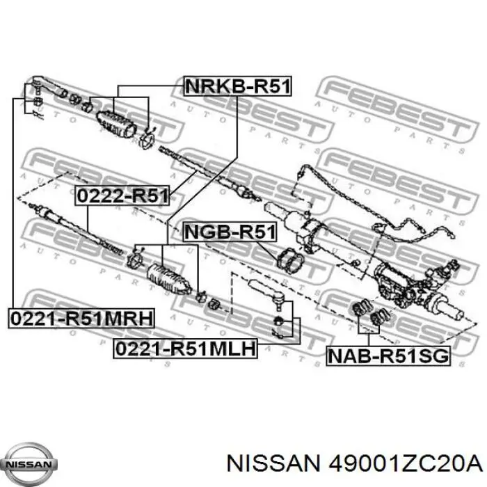 Купить 49001ZC20A Nissan/Infiniti Рулевая рейка