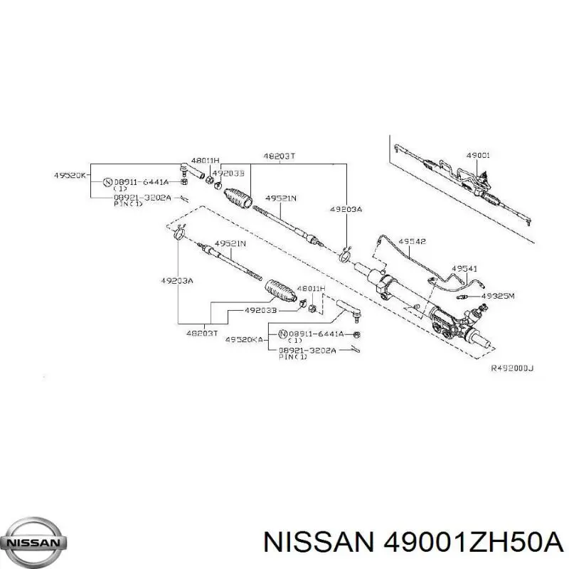 49001ZH50A Nissan рулевая рейка