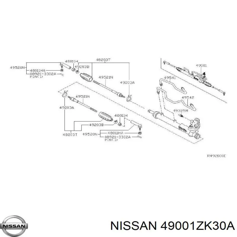 Реечный рулевой механизм Nissan/Infiniti 490017Y000 цена, от 252.76 USD