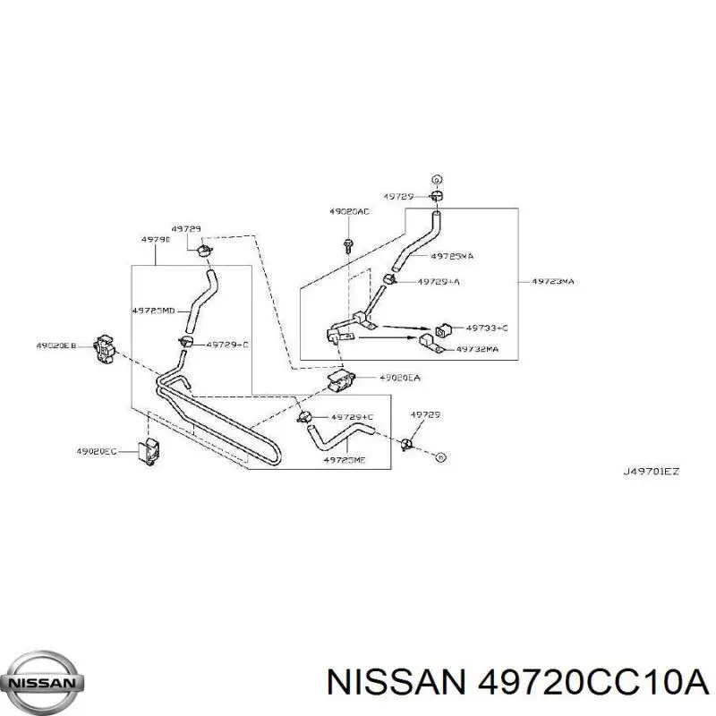 Патрубок высокого давления гидроусилителя Nissan/Infiniti 49720CC10A цена, от 53.39 USD