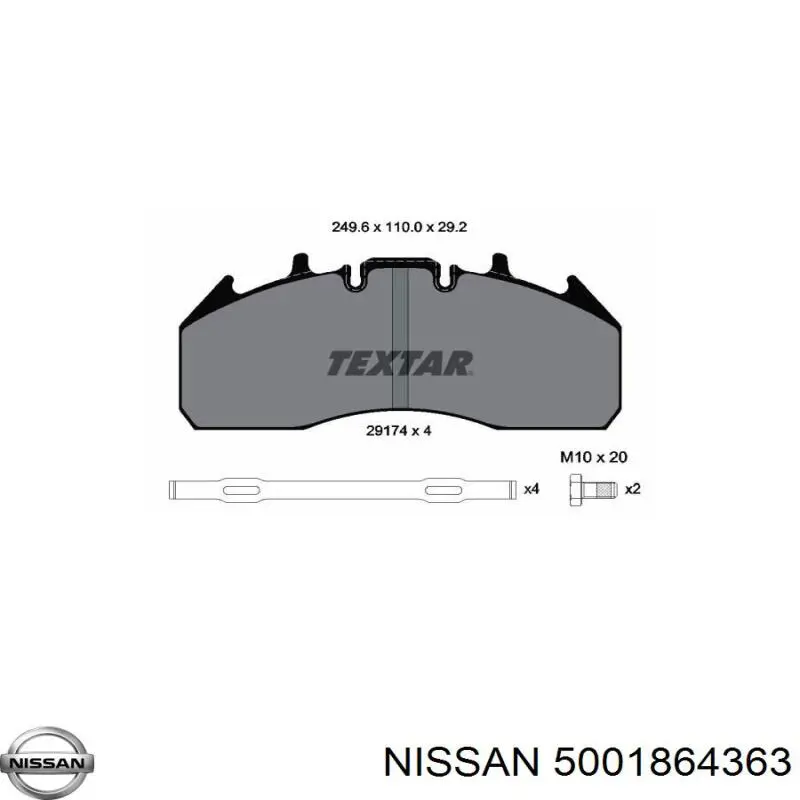 Передние тормозные колодки 5001864363 Nissan