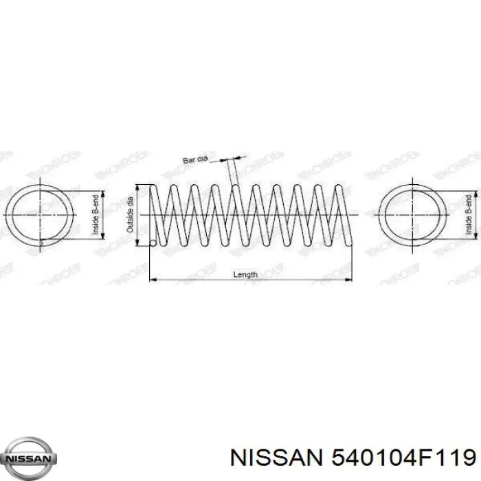 Пружина амортизатора передняя Nissan/Infiniti 540104F119 цена, от 40.26 USD