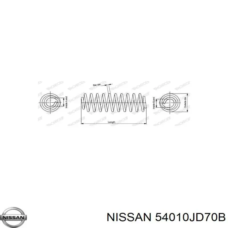 54010JD70B Nissan пружина передняя