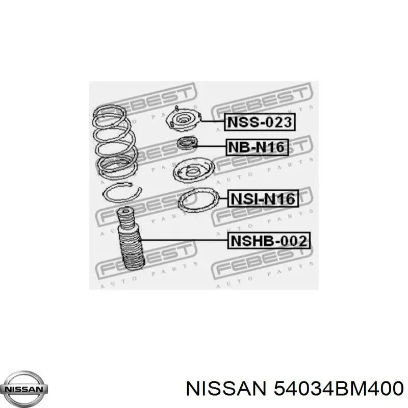 Проставка (резиновое кольцо) пружины передней верхняя Nissan/Infiniti 54034BM400 цена, от 9.84 USD