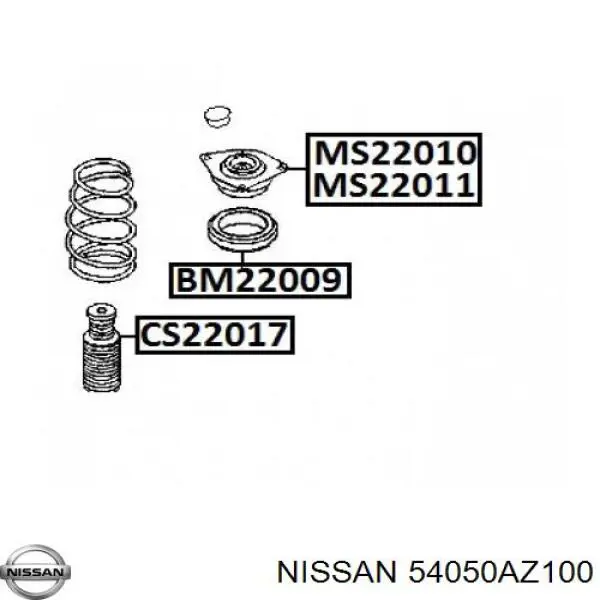 54050AZ100 Nissan pára-choque (grade de proteção de amortecedor dianteiro + bota de proteção)