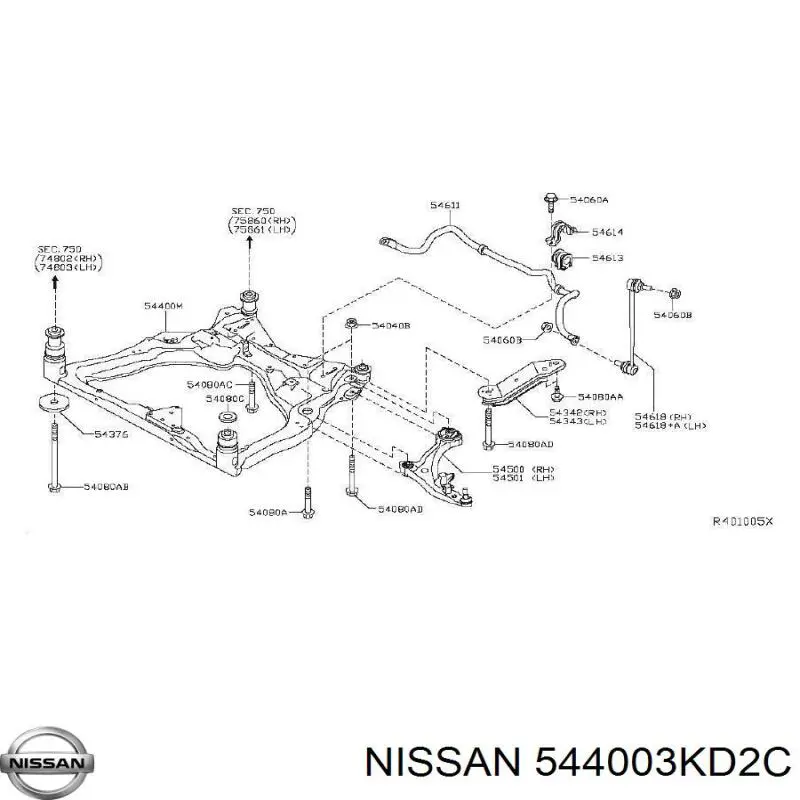 544003KD1C Nissan/Infiniti Подрамник передней подвески