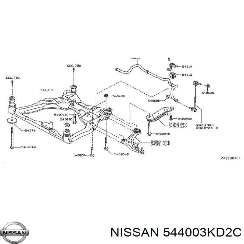 Передняя балка Nissan/Infiniti 544003KD1C цена, от 52.22 USD