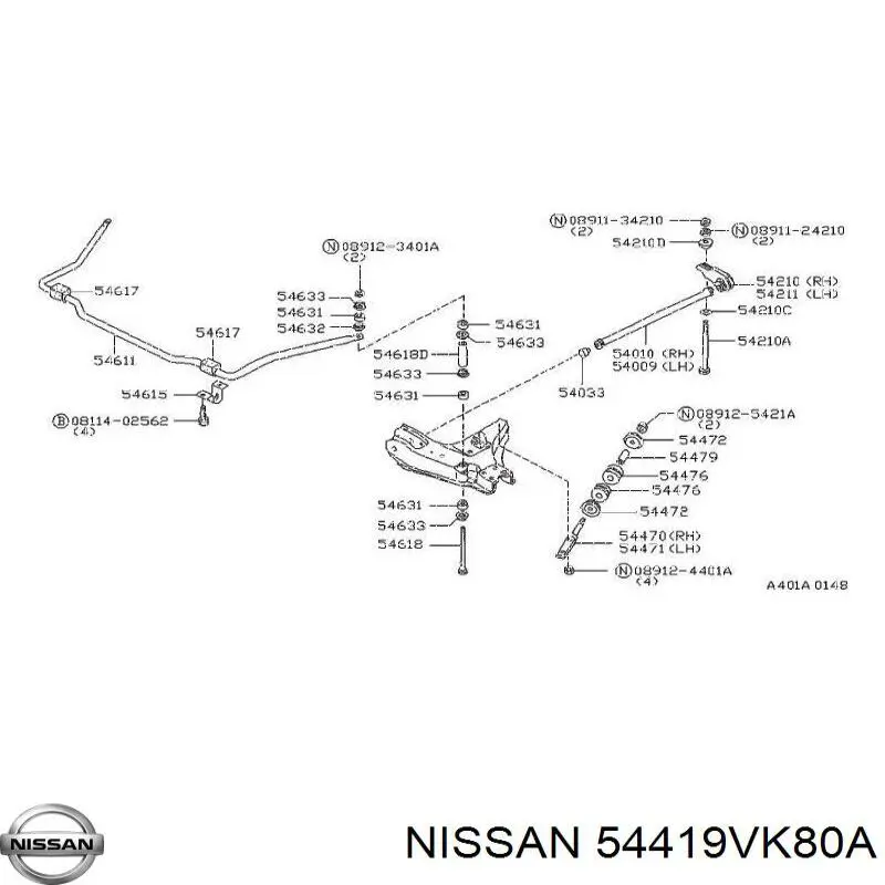 Болт крепления переднего рычага, нижнего на Nissan Pick Up 720