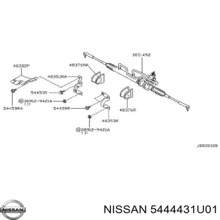 Втулка крепления рулевой рейки левая NISSAN 5444431U01
