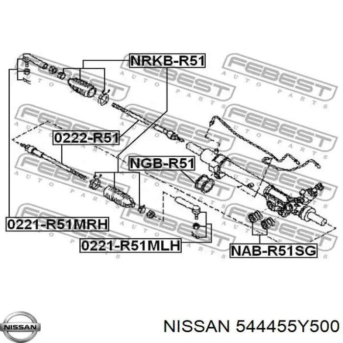 544455Y500 Nissan втулка крепления рулевой рейки