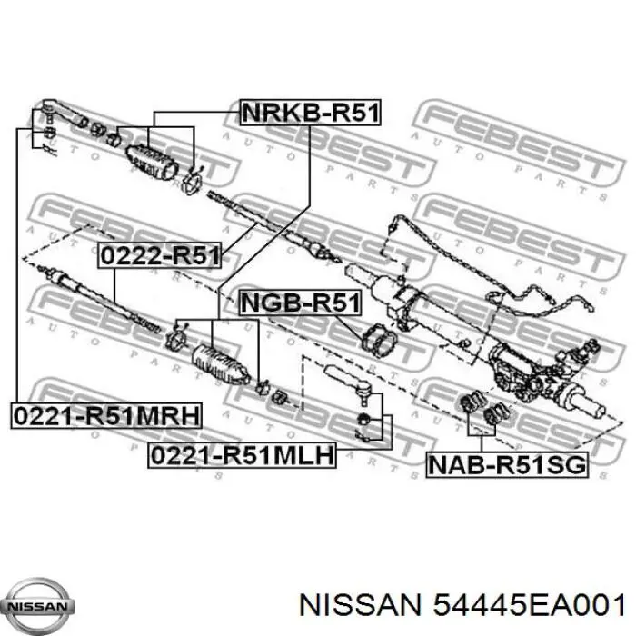 54445EA001 Nissan втулка крепления рулевой рейки