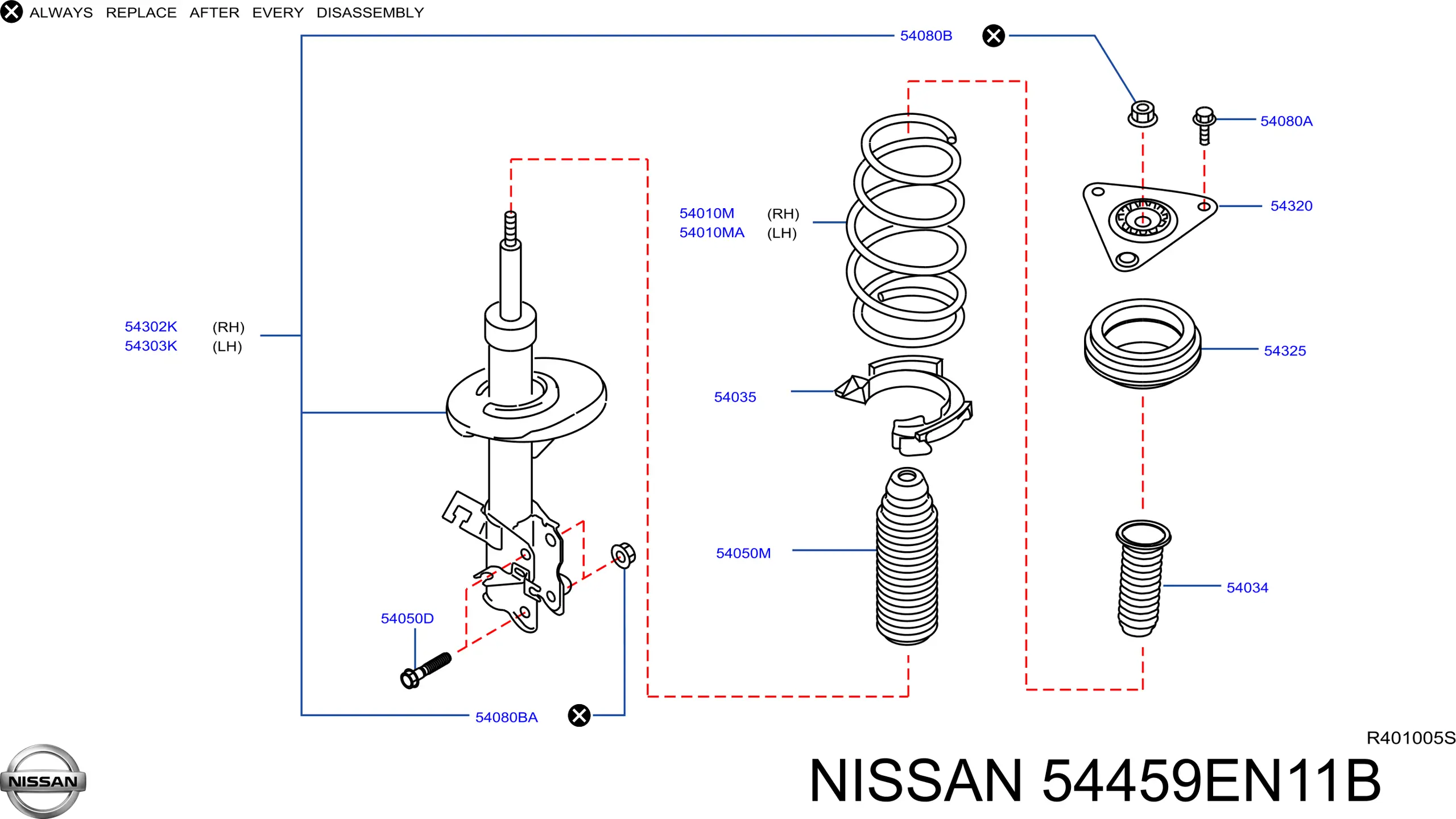 Болт крепления передней балки (подрамника) Nissan/Infiniti 54459EN11B цена, от 2.80 USD