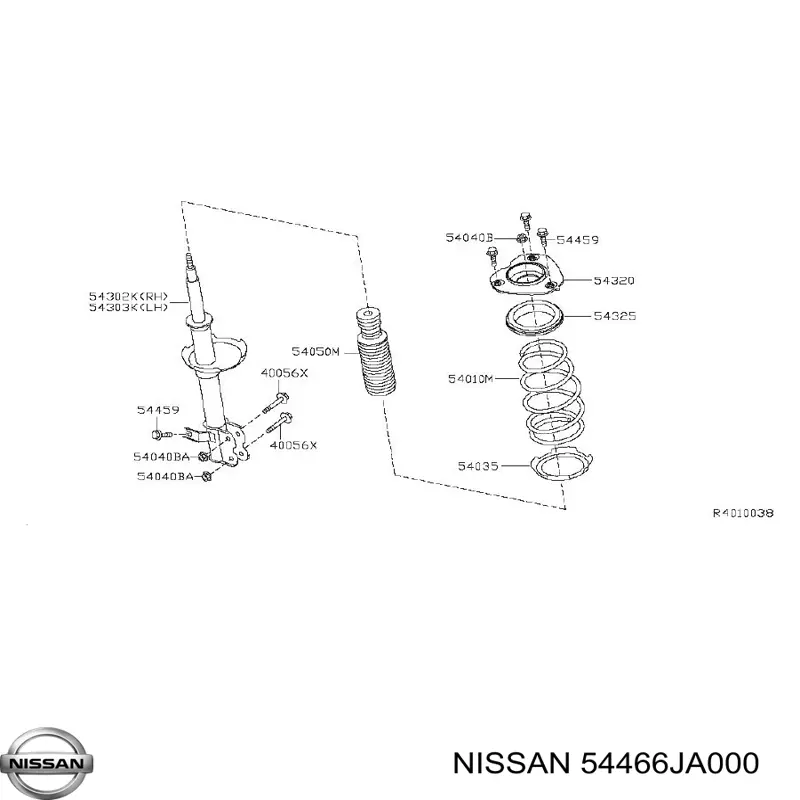 54466JA000 Nissan bloco silencioso (coxim de viga dianteira (de plataforma veicular))