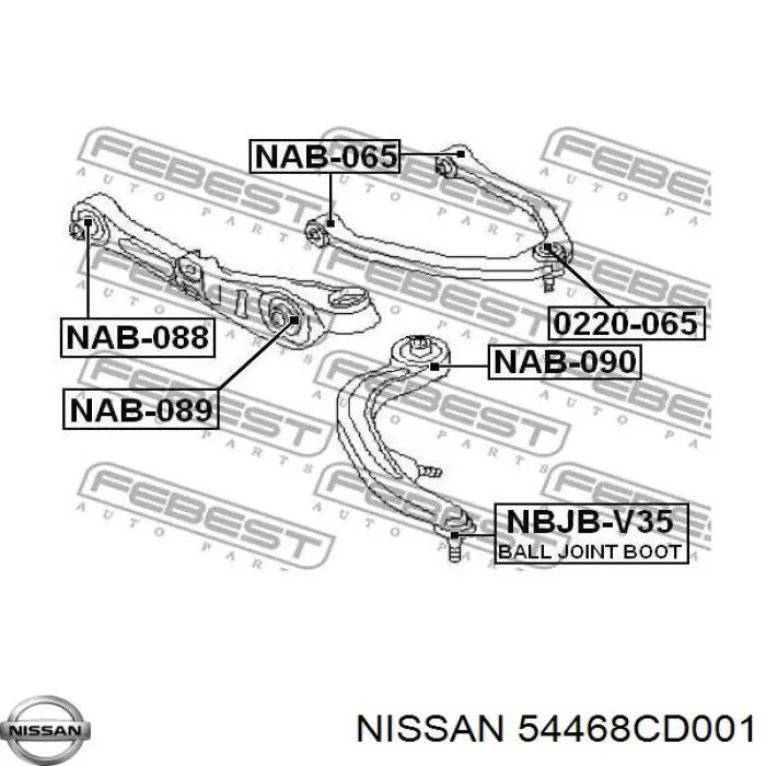 54468CD001 Nissan рычаг передней подвески нижний правый