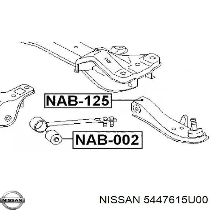 Сайлентблок растяжки переднего нижнего рычага 5447615U00 Nissan/Infiniti