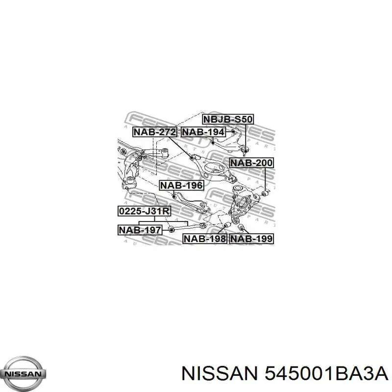 545001BA3A Nissan/Infiniti Рычаг передней подвески нижний, правый