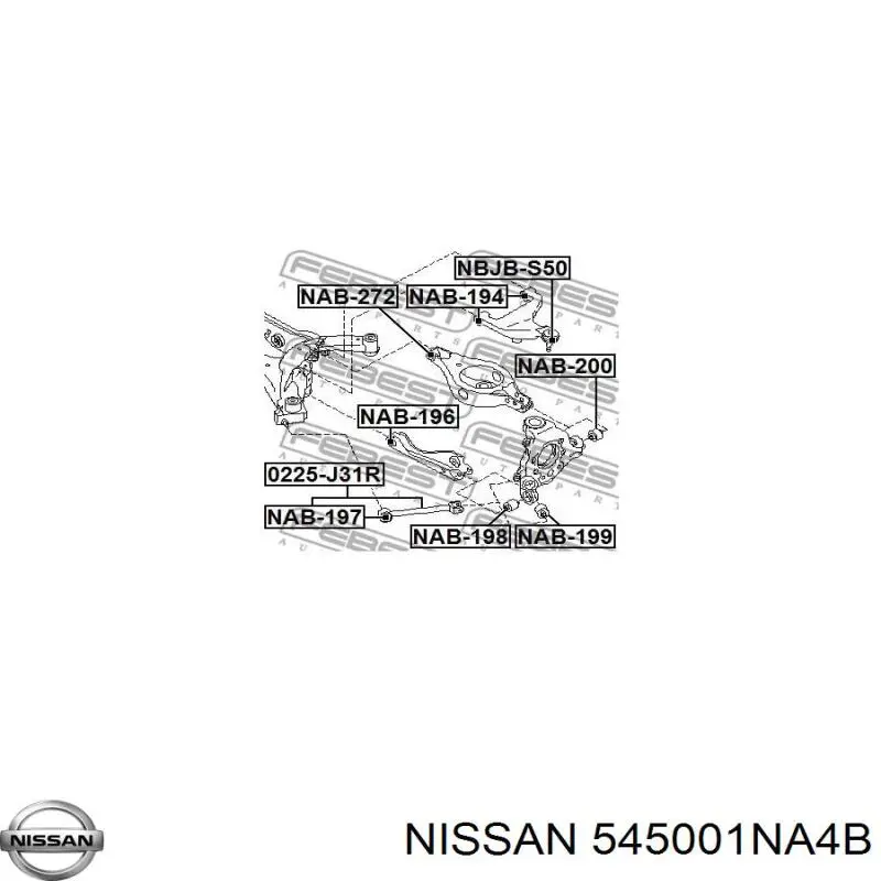 Рычаг передней подвески нижний правый Nissan 545001NA4B
