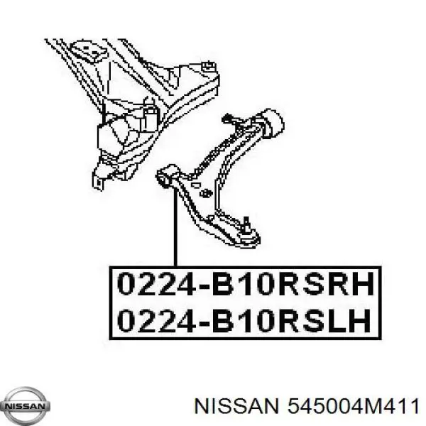 Рычаг передней подвески нижний правый 545004M411 Nissan