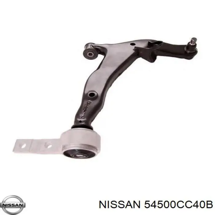 54500CC40B Nissan braço oscilante inferior direito de suspensão dianteira