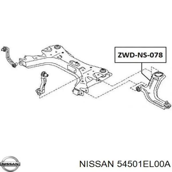 Левый рычаг передней нижней подвески Nissan/Infiniti 54501EL00A цена, от 30.73 USD