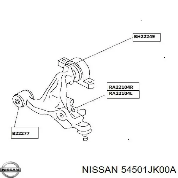 Рычаг передней подвески левый 54501JK00A Nissan/Infiniti